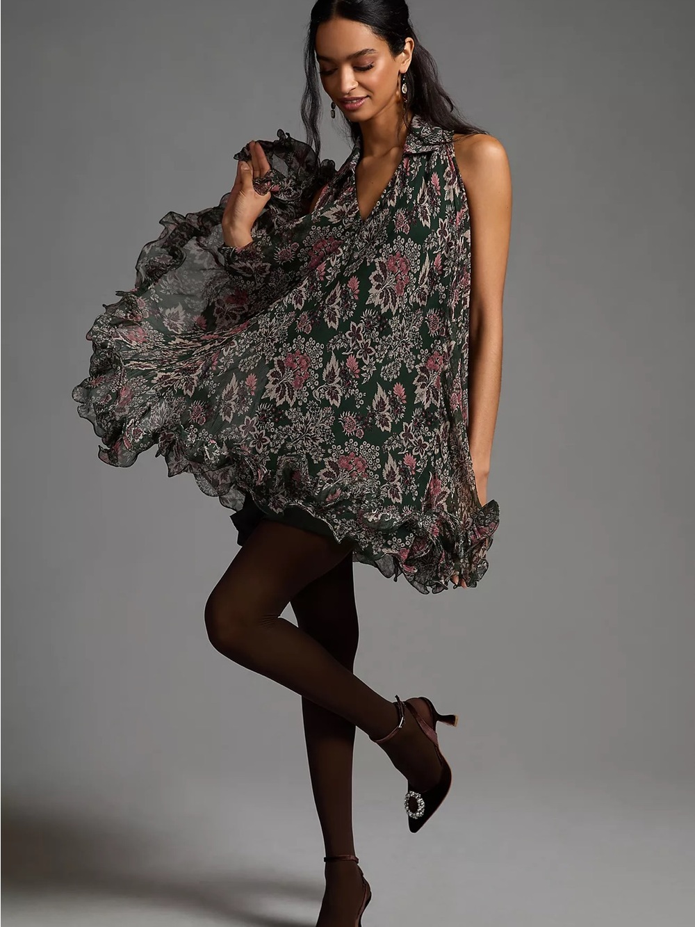 Anthropologie Let Me Be V-Neck Mini Swing Dress